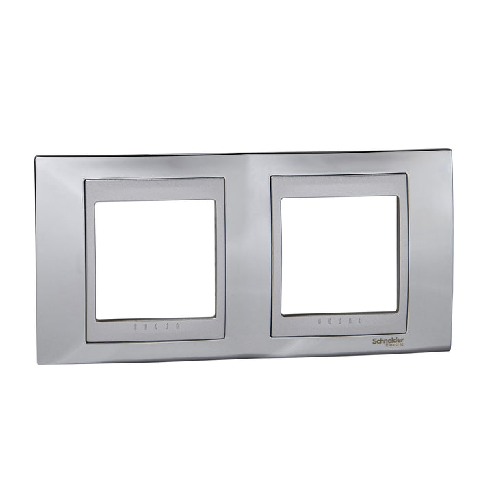 MGU66.004.010 Unica Top - cover frame - 2 gangs, H71 - bright chrome/aluminium