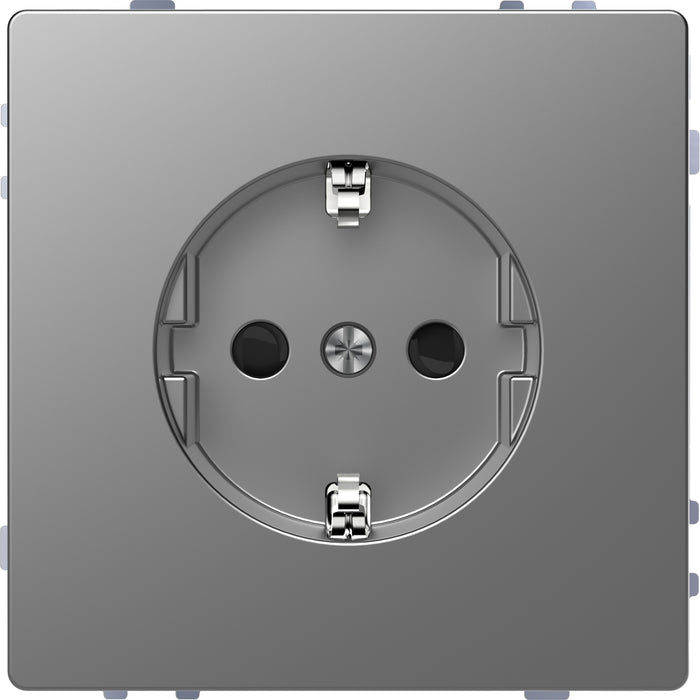 MTN2400-6036 Socket-outlet, Merten System Design, 2P + E, 16A, Schuko, shutter, screwless terminals varnished, stainless steel