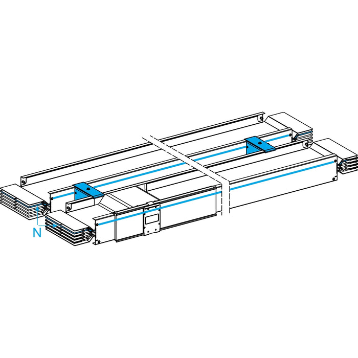 KTC6300ED4203 Straight distribution length, Canalis KTC, copper, 6300A, 3L+N+PE, fixed length 2m, 3 outlets, RAL9001