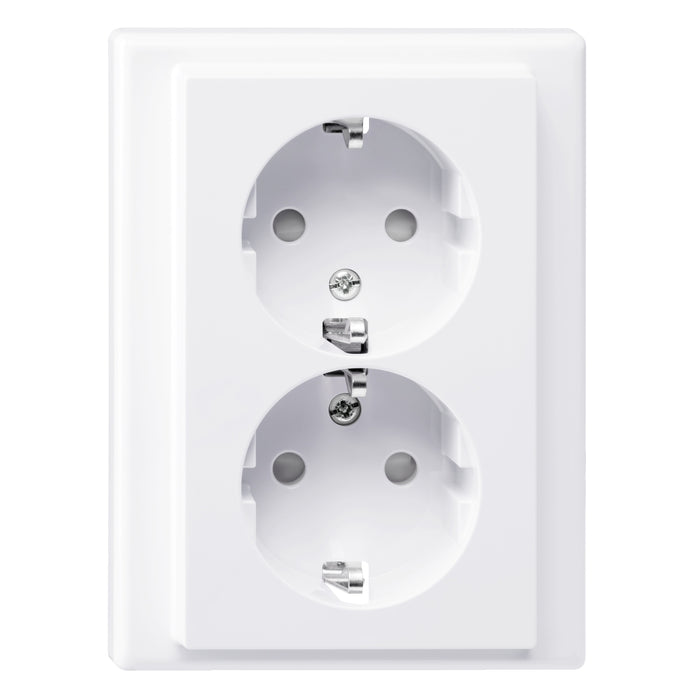 MTN2420-1425 2 Socket-outlet, Merten System M, 2P + E, 16A, Schuko, screwless terminals, antibacterial, active white