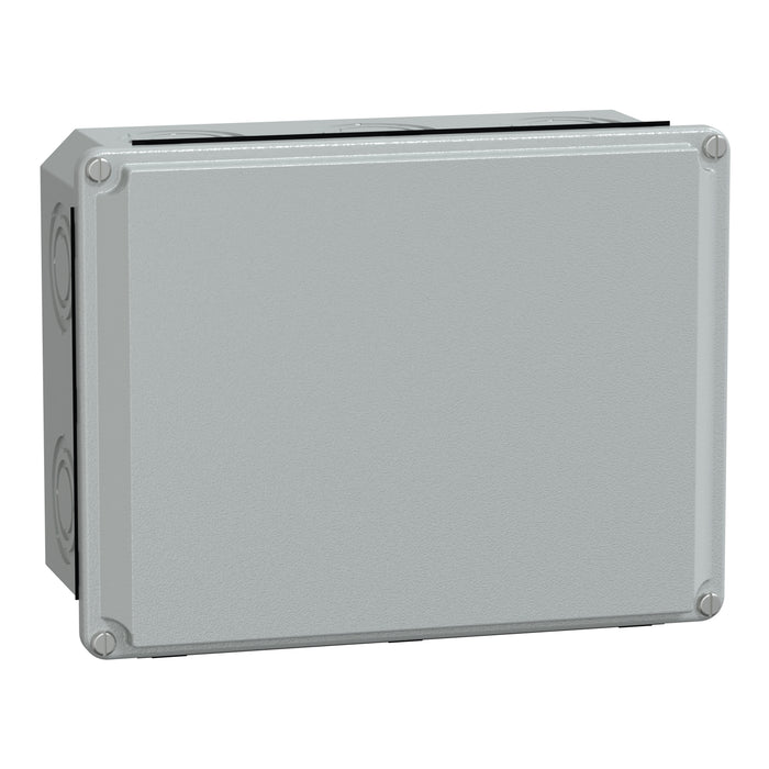 NSYDB2015M Metal industrial cut-out box - low plain cover - H206xW156xD83 - IP55 - grey