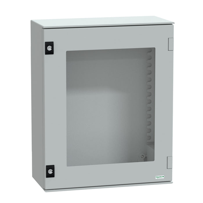 NSYPLM54TG wall-mounting enclosure polyester monobloc IP66 H530xW430xD200mm glazed door