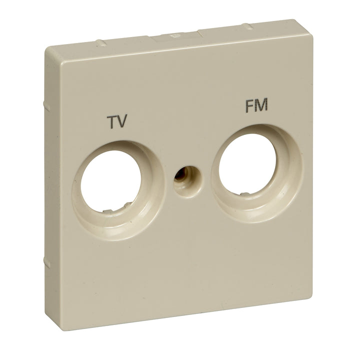 MTN299944 Central plate marked FM+TV for antenna socket-outlet, white, glossy, System M