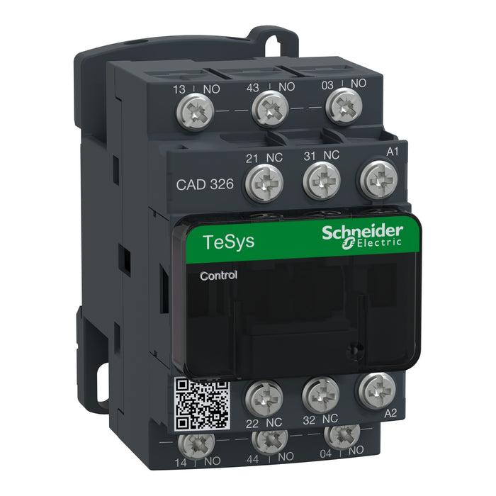 CAD326M7 TeSys Deca control relay,3NO+2NC,<=690V,220V AC standard coil,lug-rings