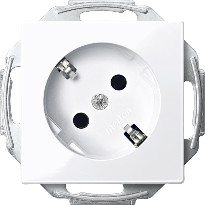 MTN2370-0325 SCHUKO socket-outlet 45°, shutter, screwl. term., active white, glossy, System M