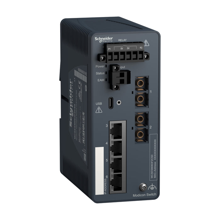 MCSESM063F2CS0 Modicon Managed Switch - 4 ports for copper + 2 ports for fiber optic single-mode