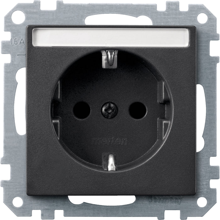 MTN275914 SCHUKO socket-outlet insert w. labeling field and shutter., anthracite, System M