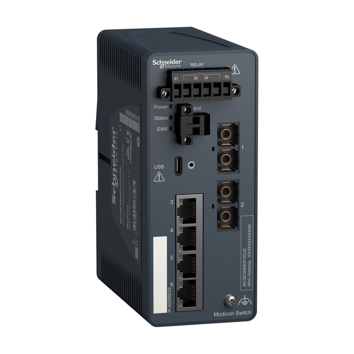 MCSESM063F2CU0 Modicon Managed Switch - 4 ports for copper + 2 ports for fiber optic multimode