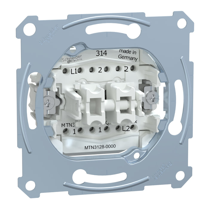 MTN3128-0000 2 Switch + push-button, Merten inserts, 1-pole 2-way, 10AX, screwless terminals, IP20,