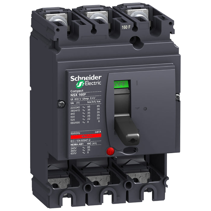 LV430403 Circuit breaker basic frame, ComPact NSX160F, 36kA at 415VAC 50/60 Hz, 160A, without trip unit, 3 poles