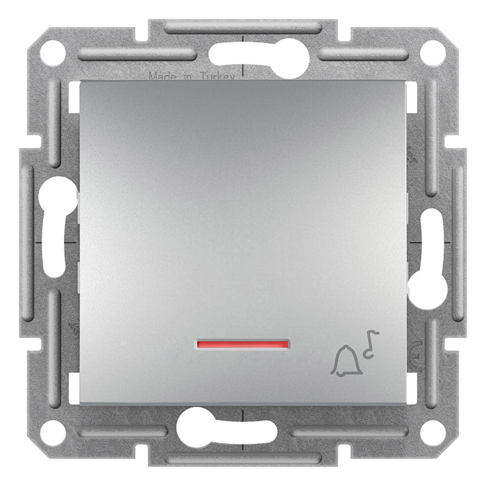 EPH1700161 1pole pushbutton with locator light "bell", screwless term, wo frame, aluminium