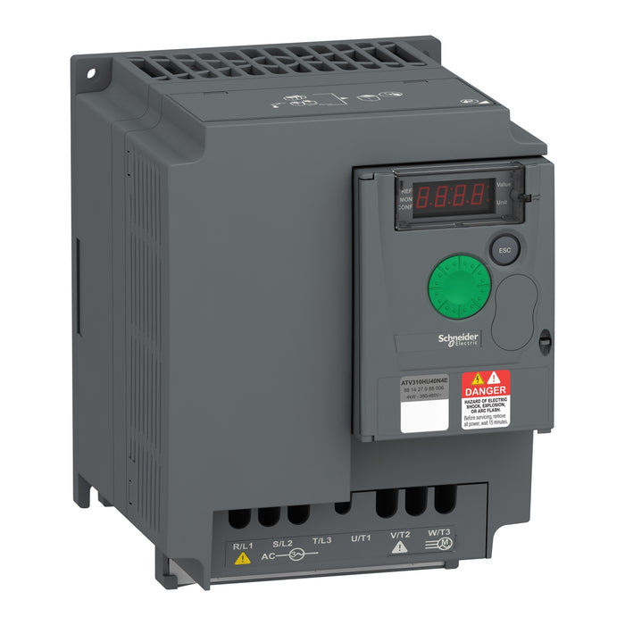 ATV310HU40N4E variable speed drive ATV310, 4 kW, 5.5 hp, 380...460 V, 3 phase, without filter