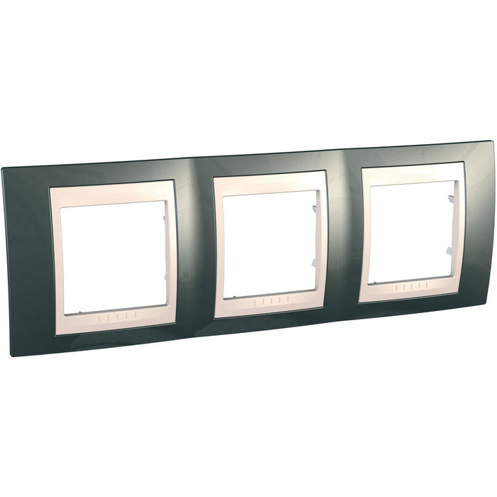 MGU6.006.524 Unica Plus - cover frame - 3 gangs, H71 - light grey/ivory