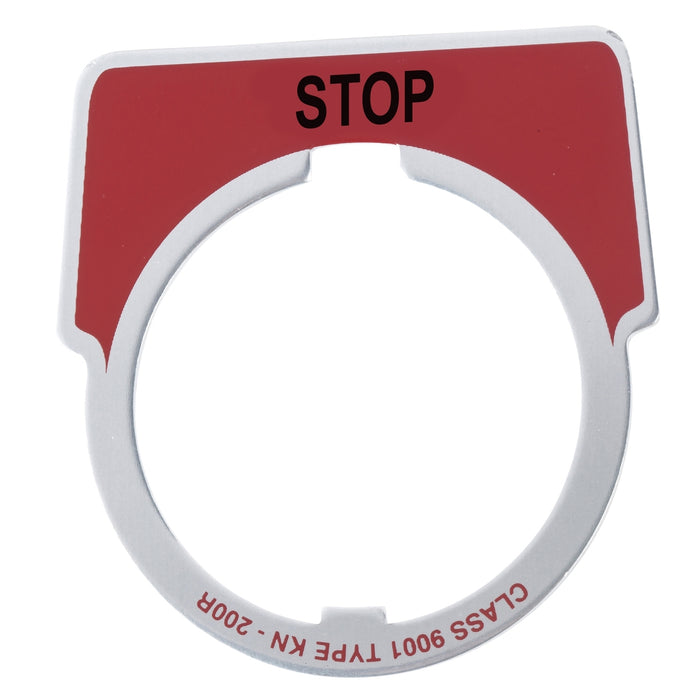 9001KN202RP Legend, Harmony 9001K, Harmony 9001SK, 30mm, plastic, red with black letters, 44,5mm square, marking STOP