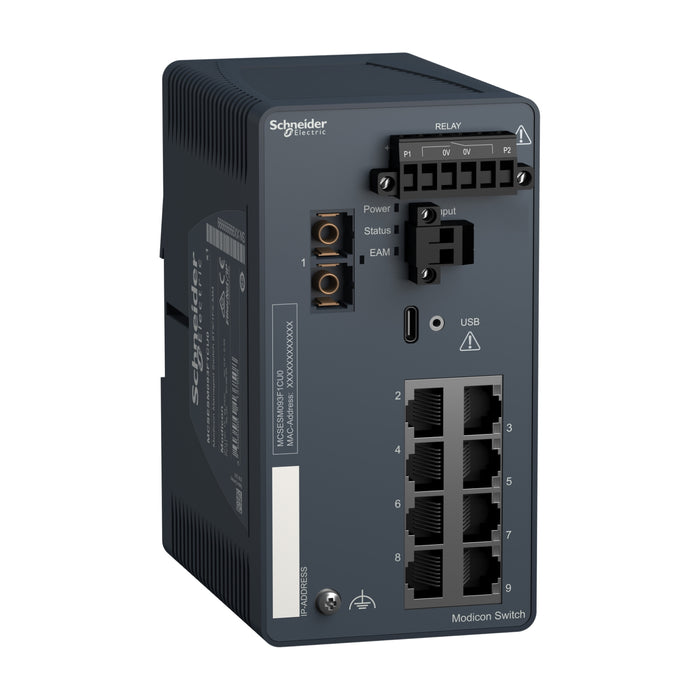 MCSESM093F1CU0 Modicon Managed Switch - 8 ports for copper + 1 port for fiber optic multimode