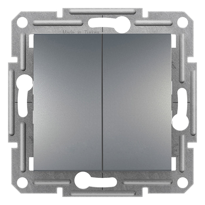 EPH1100362 Asfora - double 1pole pushbutton, screw terminals, wo frame, steel