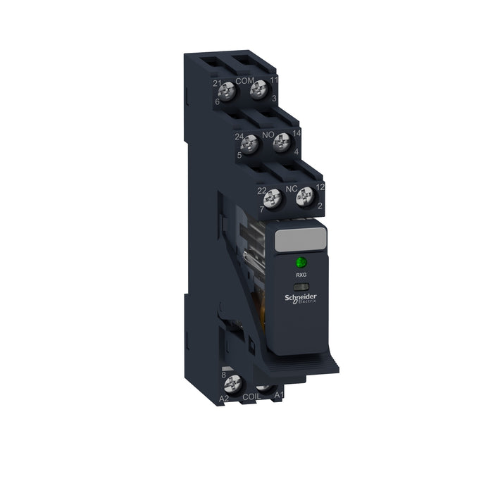 RXG23P7PV Harmony, Interface plug-in relay pre-assembled, 5 A, 2 CO, with LED, with protection circuit, 230 V AC