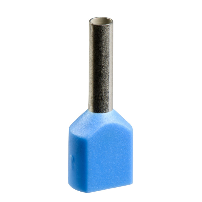 AZ5DE007 insulated double cable end medium size 0.75 mm² blue