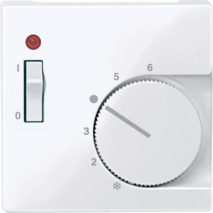 MTN534825 Central plate, Merten System M, for room temp. ctrl insert w. switch, glossy, antibacterial, active white