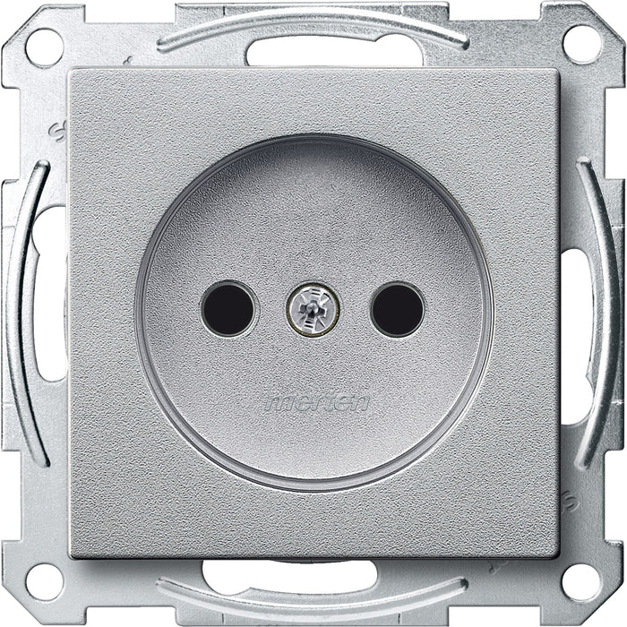 MTN2000-0460 Socket-outlet, Merten System M, mechanism with fixing frame, 2P, 16A, CEE 7 standard varnished, aluminium