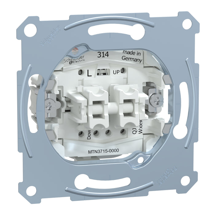 MTN3715-0000 2 Shutter control, Merten inserts, mechanism with fixing frame, 1-pole, 10AX, IP20,