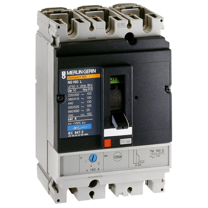 29714 circuit breaker Compact NS100L - TMD - 25 A - 3 poles 3d