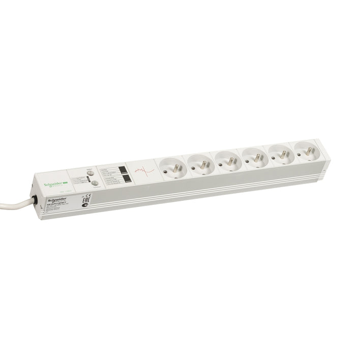 NSYAPU19F6FT Actassi - 1U power distribution rail - 6 sockets+filter+surge arrester 19P UTE