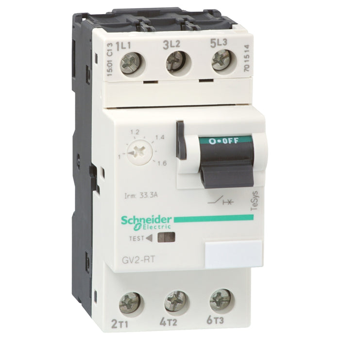 GV2RT06 Motor circuit breaker,TeSys Deca,3P,1-1.6A,thermal magnetic,screw clamp terminals,toggle handle