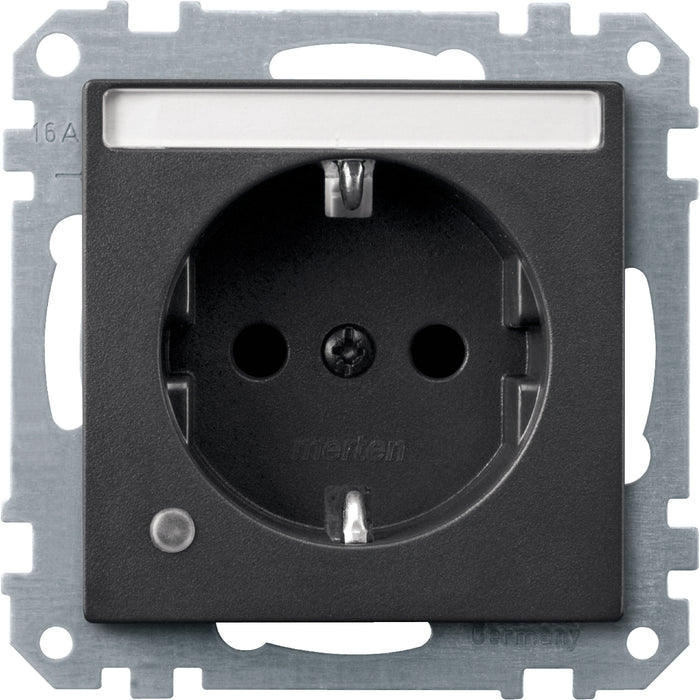 MTN240914 SCHUKO socket-outlet insert with label.field and ctrl.lamp, anthracite, System M