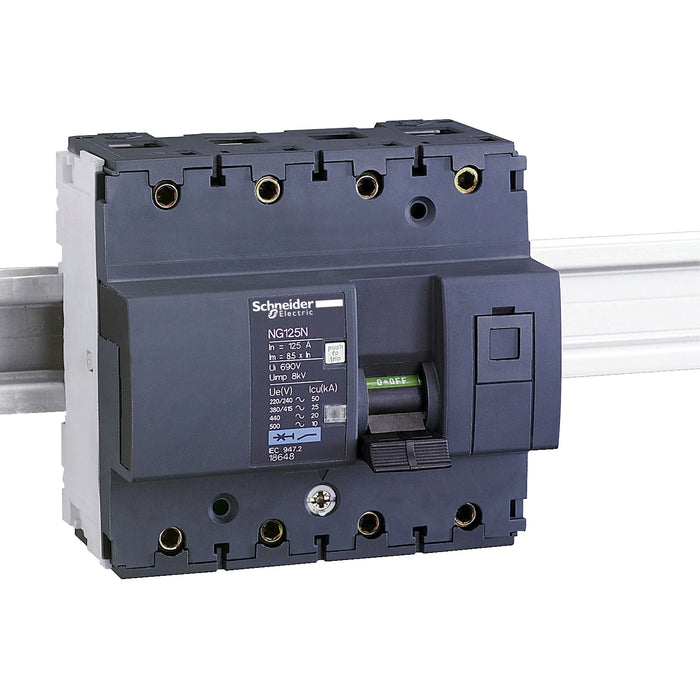 18646 Miniature circuit breaker (MCB), Acti9 NG125N, 3P+N, 80A, C curve, 25kA (IEC/EN 60947-2)