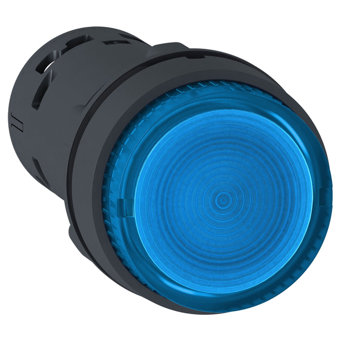 XB7NW36B1 Harmony XB7, Monolithic illuminated push button, plastic, blue, Ø22, integral LED, spring return, 24 V AC/DC, 1 NO