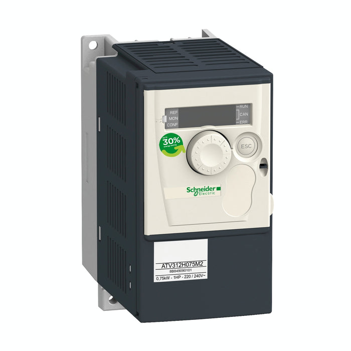 ATV312H055M2 variable speed drive ATV312 - 0.55kW - 1.4kVA - 46W - 200..240 V- 1-phase supply