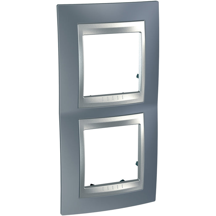 MGU66.004V.097 Unica Top - cover frame - 2 gangs - metal grey/aluminium