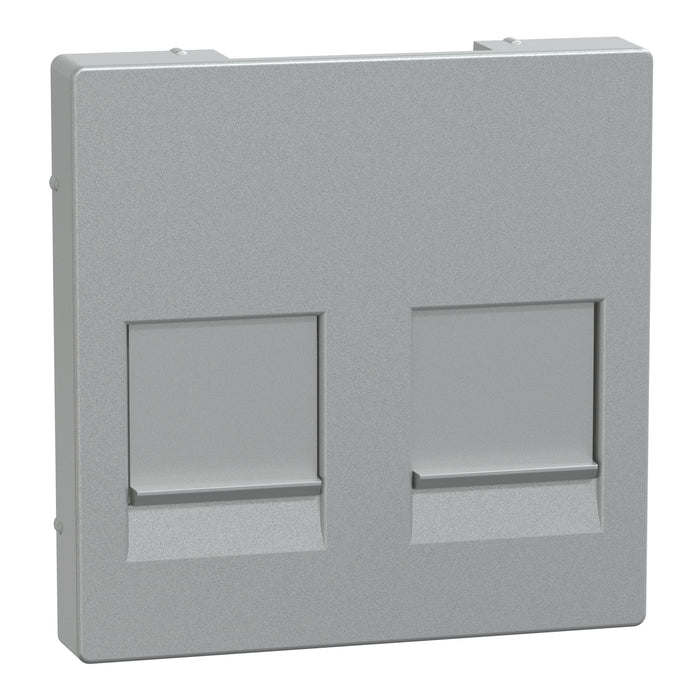 MTN4562-0460 Cover plate, Merten System M, with lid for 2 data socket, aluminium