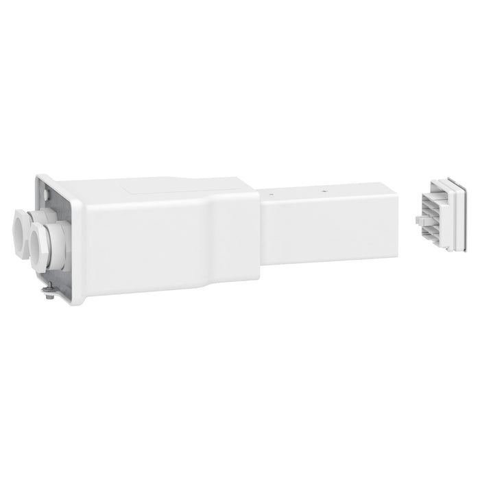 KBB40ABG44W End feed unit, Canalis KBB, 40A, left mounting, 2 circuits, 3L+N+PE, white RAL9003