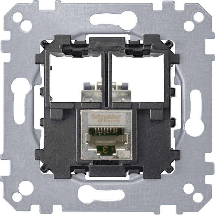 MTN4576-0021 Data socket, Merten inserts, mechanism with fixing frame, RJ45 Cat6A, STP, straight