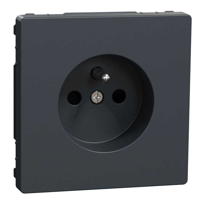 MTN2500-6034 Socket-outlet, Merten System Design, 2P + E, 16A, French, screwless terminals, glossy, anthracite