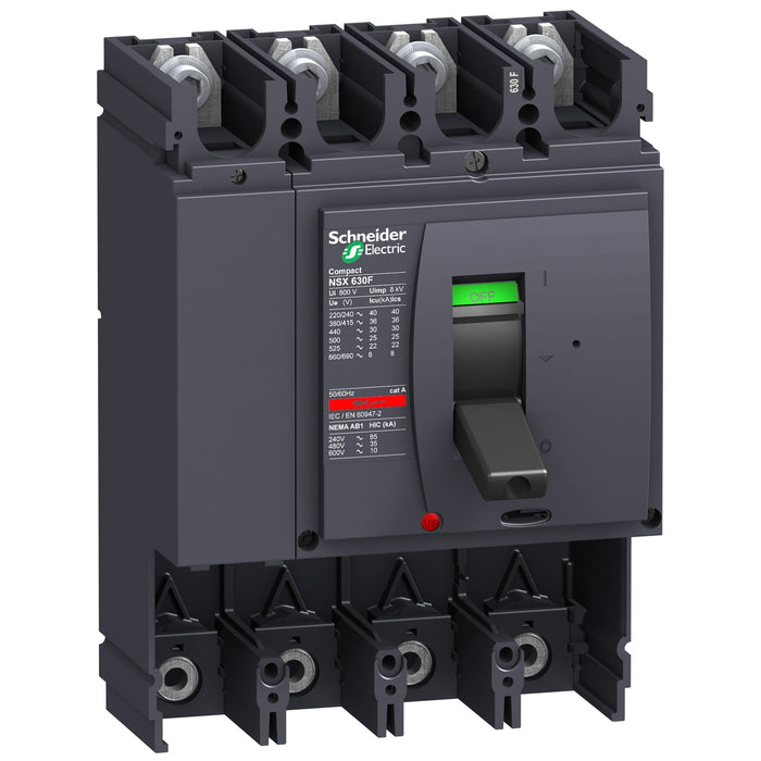 LV432808 Circuit breaker basic frame, ComPact NSX630N, 50kA at 415VAC 50/60 Hz, 630A, without trip unit, 4 poles