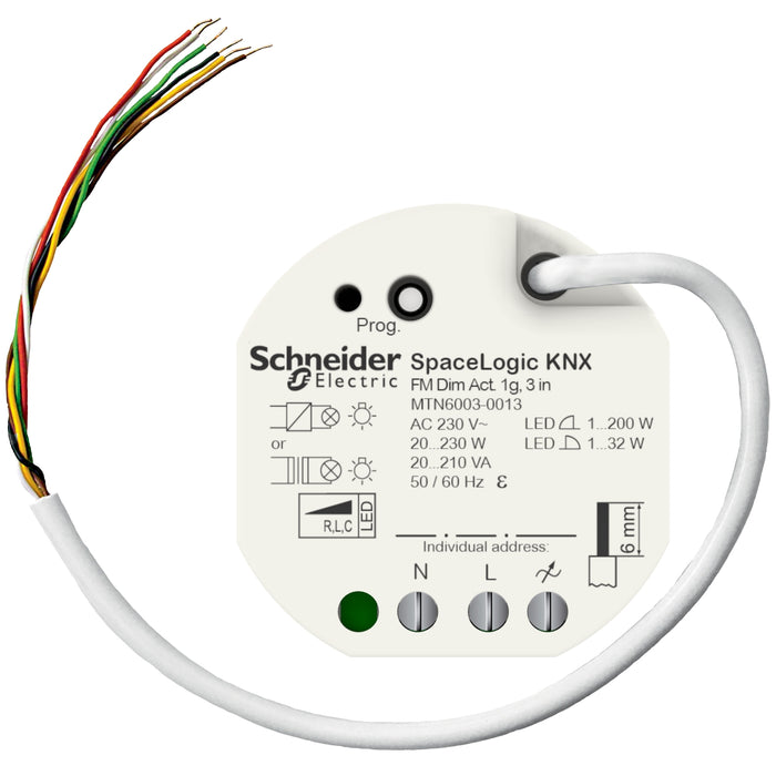 MTN6003-0013 Dimming actuator, SpaceLogic KNX, Universal, flush mounted, 3 binary inputs, KNX Secure