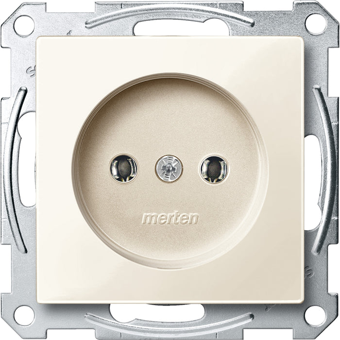 MTN2001-0344 Socket-outlet, Merten System M, mechanism with fixing frame, 2P, 16A, CEE 7 standard, glossy, white