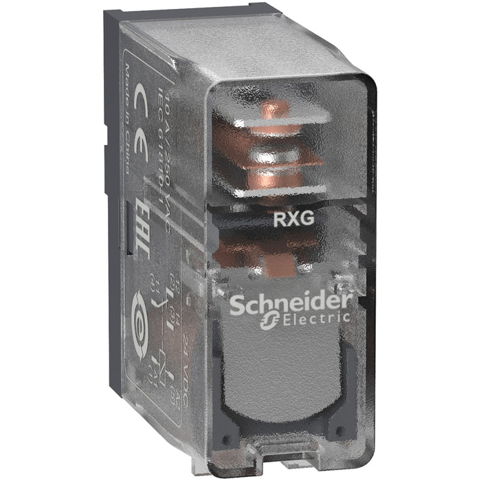 RXG15BD Interface plug-in relay, 10 A, 1 CO, clear cover, 24 V DC