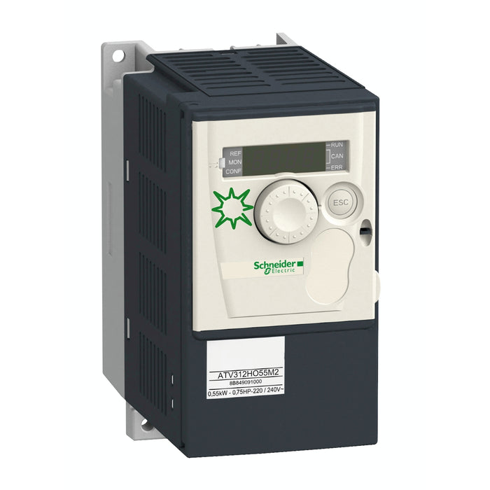 ATV312H075M2412 variable speed drive ATV312 - 0.75kW - 1.8kVA - 60W - 200..240 V- 1-phase supply