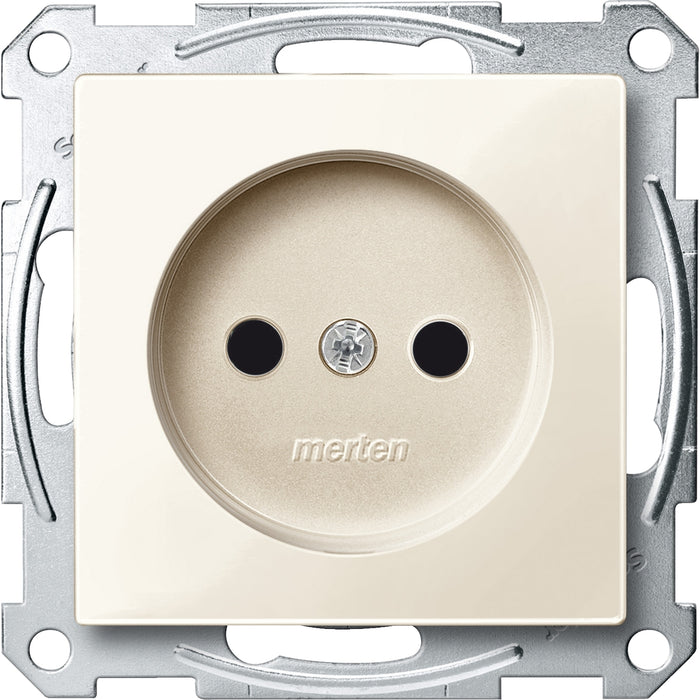 MTN2000-0344 Socket-outlet, Merten System M, mechanism with fixing frame, 2P, 16A, CEE 7 standard, glossy, white