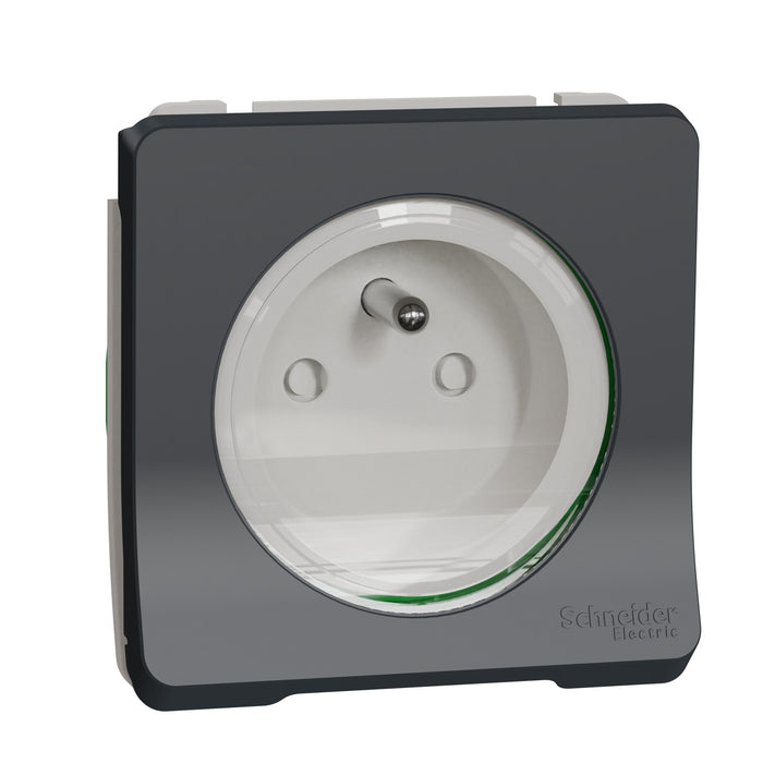 MUR38030 Socket-outlet, Mureva Styl, 2P + E with shutters, pin earth, 16A, 250V, surface, grey