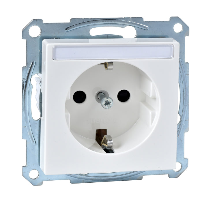 MTN2302-0319 Socket-outlet, Merten System M, 2P + E, 16A, Schuko, screwless terminals, glossy, polar white