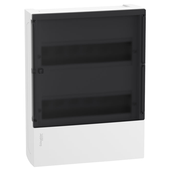 MIP12212S Enclosure, Resi9 MP, surface mounting, 2 rows of 12 modules, IP40, smoked door, 1 earth + 1 neutral terminal blocks