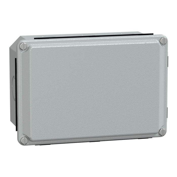 NSYDB1510M Metal industrial cut-out box - low plain cover - H155xW105xD61 - IP55 - grey