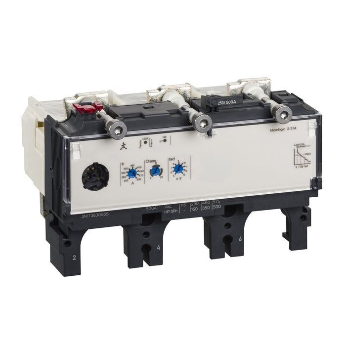 LV432071 trip unit MicroLogic 2.3 M for ComPact NSX 630 circuit breakers, electronic, rating 500 A, 3 poles 3d