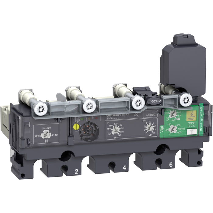 C2544B250 Auslöseeinheit MicroLogic Vigi 4.2AB, ComPacT NSX250, 4P, Basis- und Erdschlussschutz, spezielle Anwendungen, 240 A