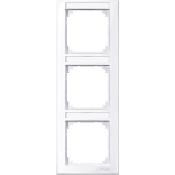 MTN470325 M-Smart frame, 3-gng w. label.bracket, vertical installation, active wht, glossy